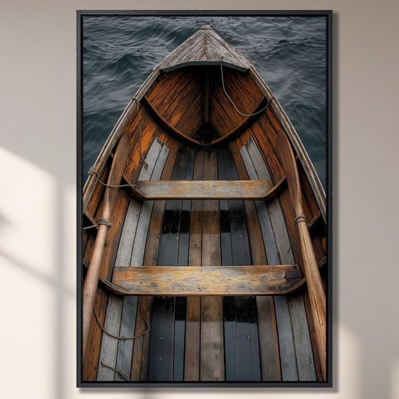 Rustic Wooden Rowboat Vintage Nautical Wall Decor