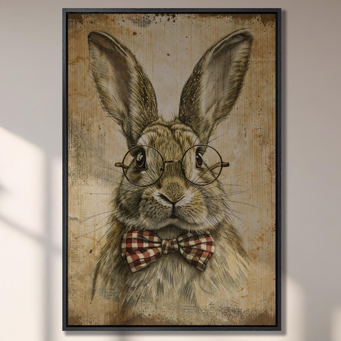 Vintage Scholar Bunny Art Print, Rabbit With Glasses