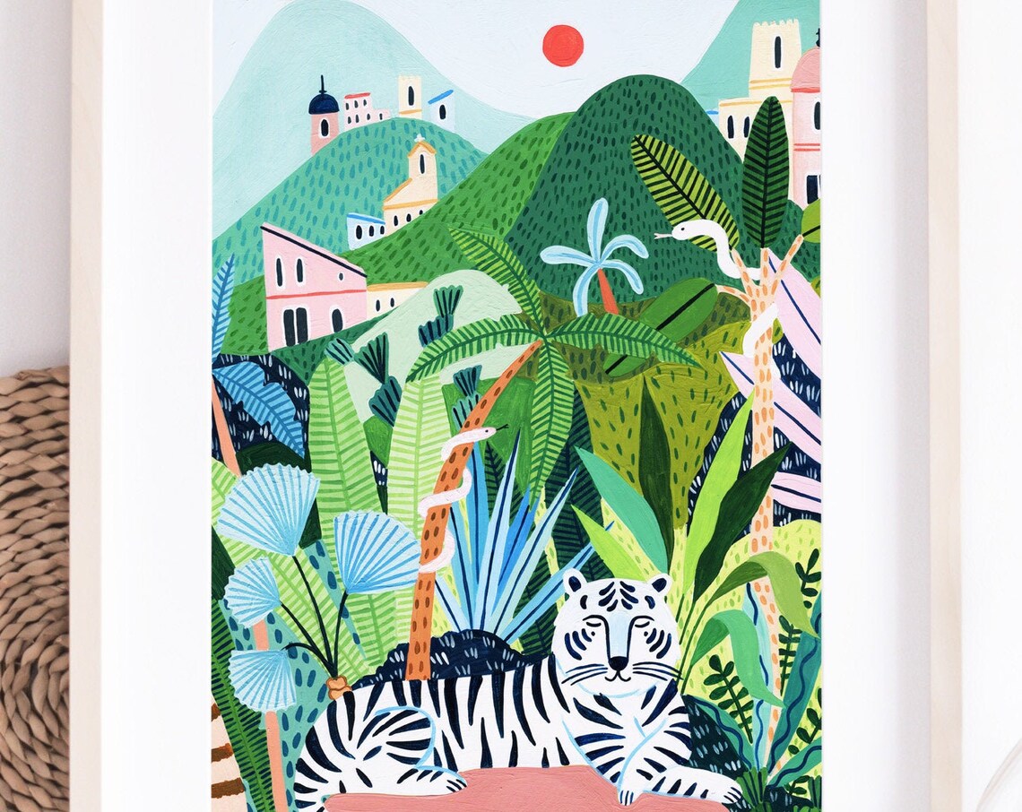 White Bengal Tiger Art Print, Boho Nursery Decor - Image 2
