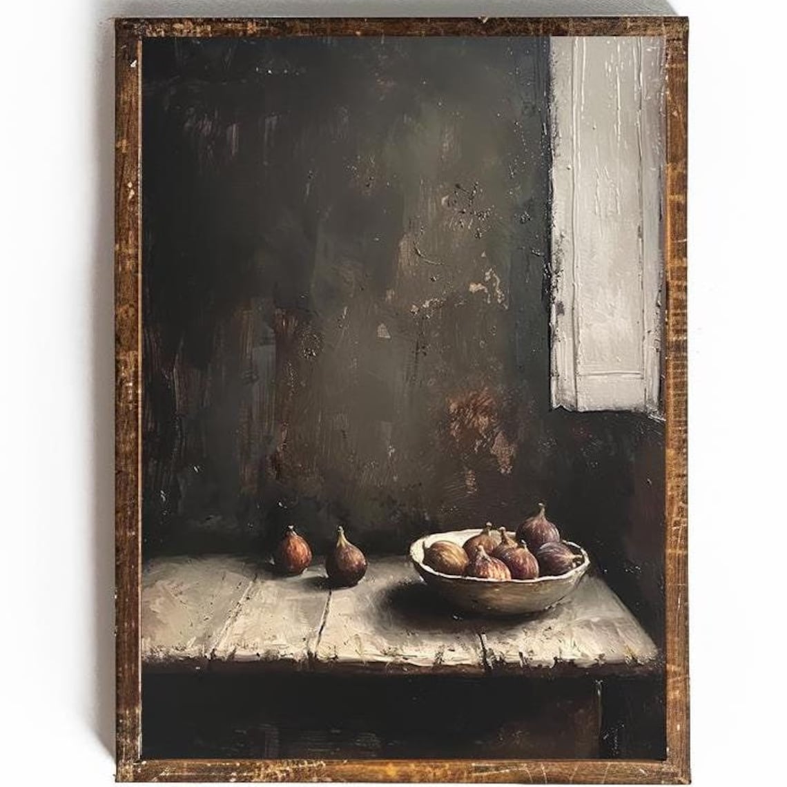Dark Moody Still Life of Figs in a Bowl by a Shuttered Window Poster - Image 2