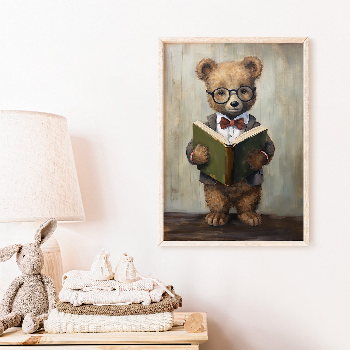 Kids Reading Book Decor Bear Nursery Art Print - Image 2