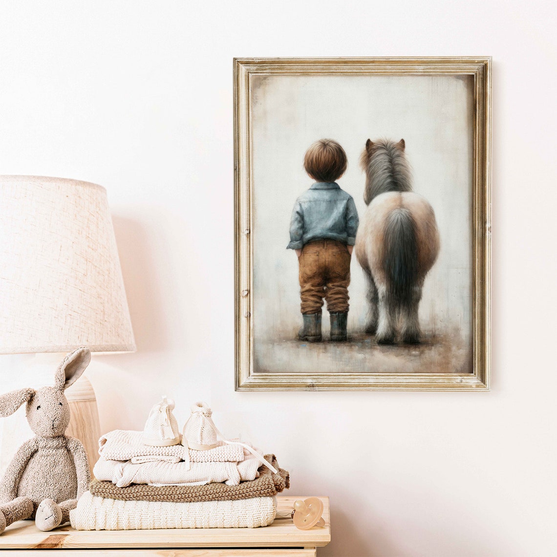 Little Boy and His Shetland Pony Watching the Horizon Poster - Image 2