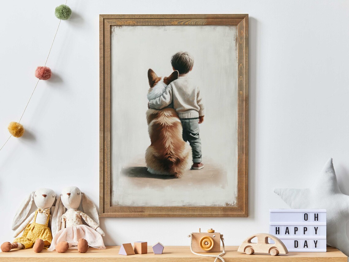 Welsh Corgi Nursery Art Print, Boys Room Decor