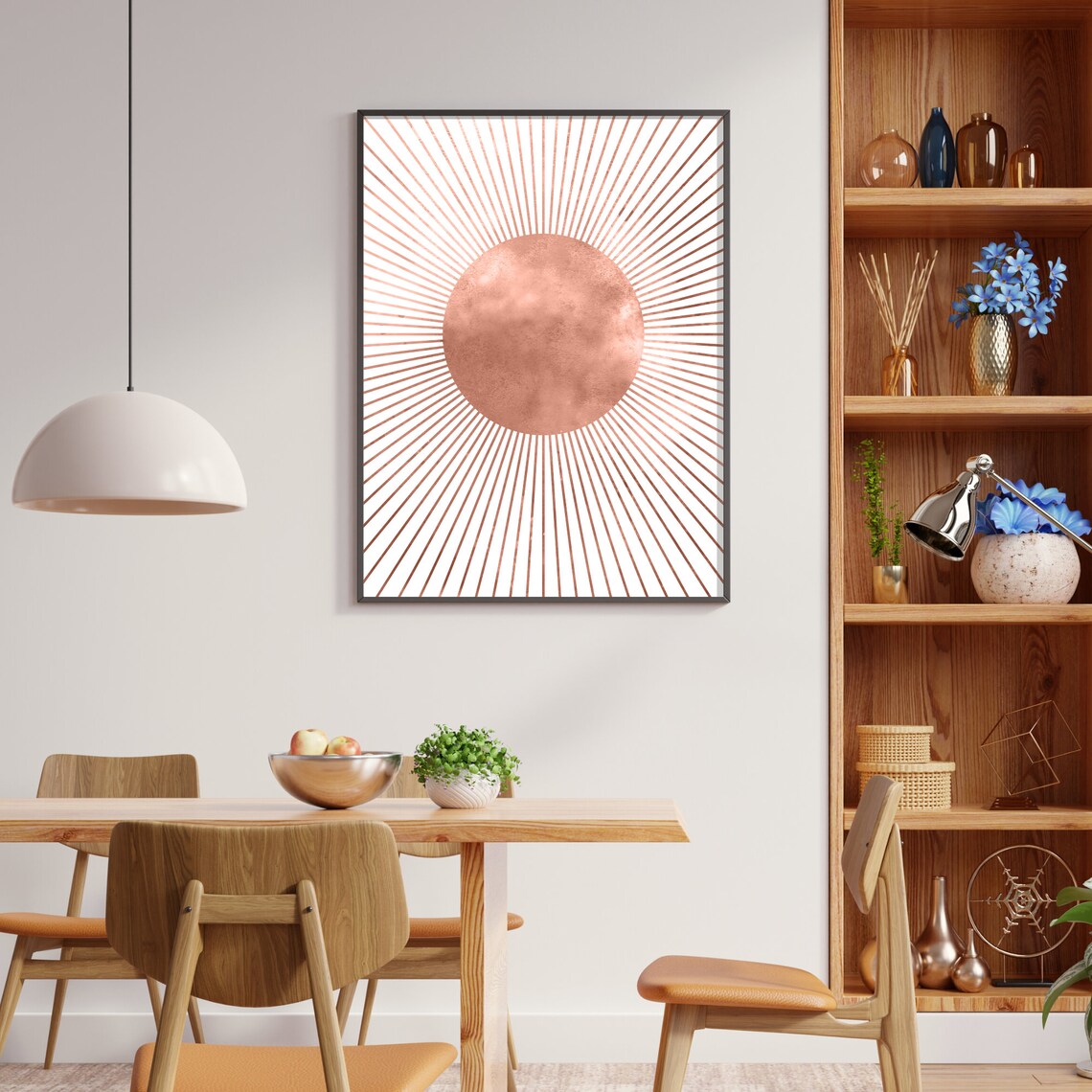 Copper Sunburst Poster Rose Gold Rays Minimalist Modern Celestial Decor - Image 3