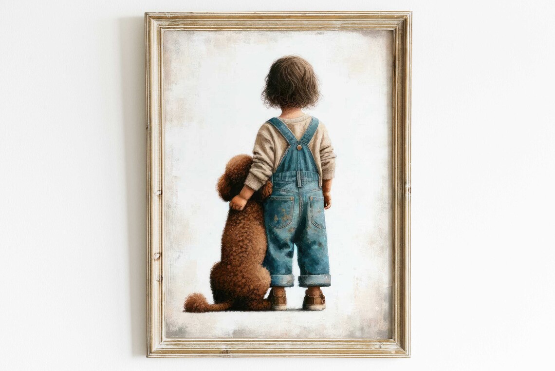 Brown Poodle Print, Girls Nursery Decor Art Print