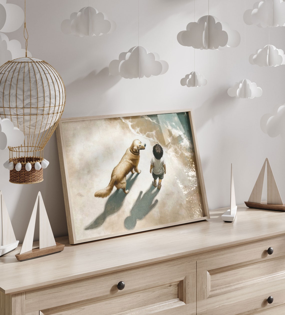 Golden Retriever Nursery Decor Boy Dog Art Print Animal Nursery Toddler Decor Boy Golden Retriever Painting Dog Decor Kids - Image 3