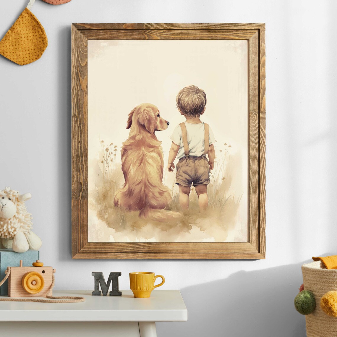 Golden Retriever Nursery Decor, Boy Dog Art Print - Image 2