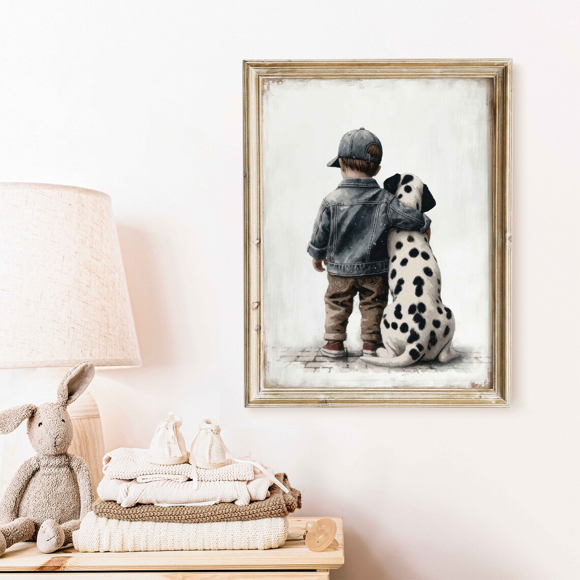 Dalmatian Nursery Decor Boy and Dog Art Print - Image 2