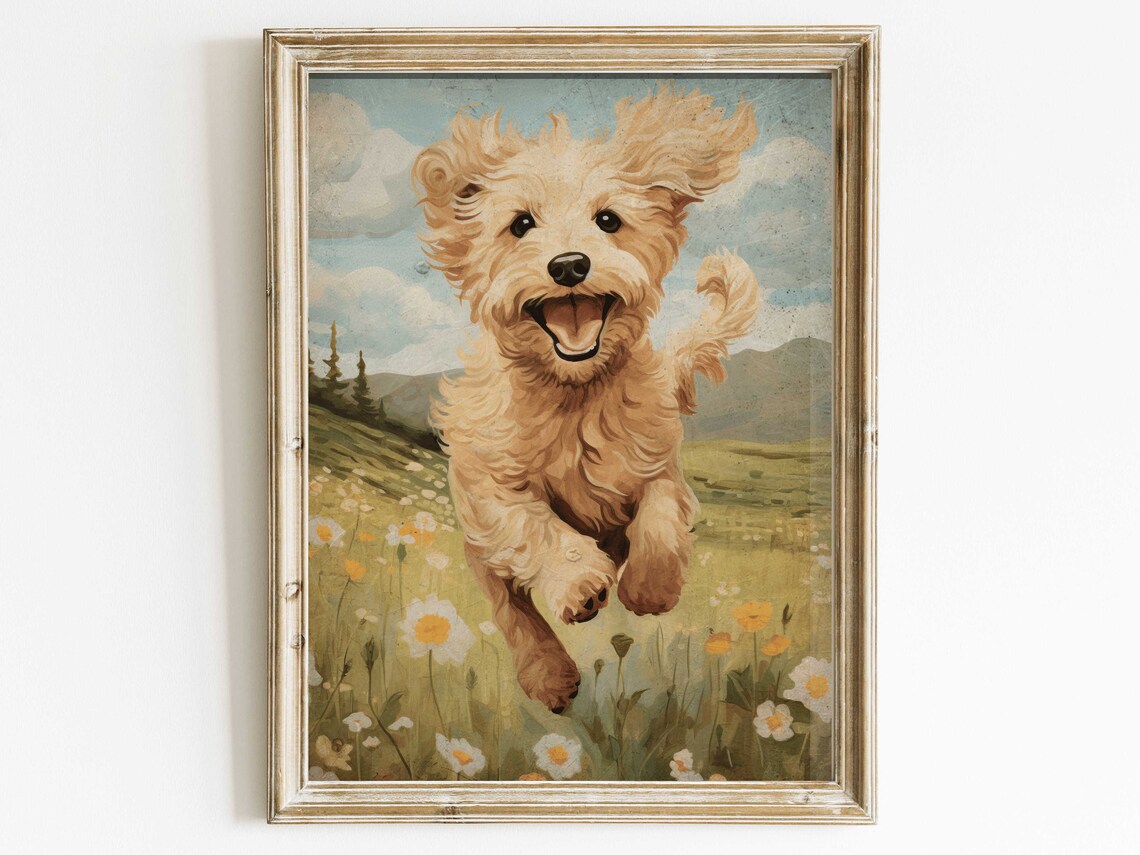 Goldendoodle Vintage Dog Decor Art Print