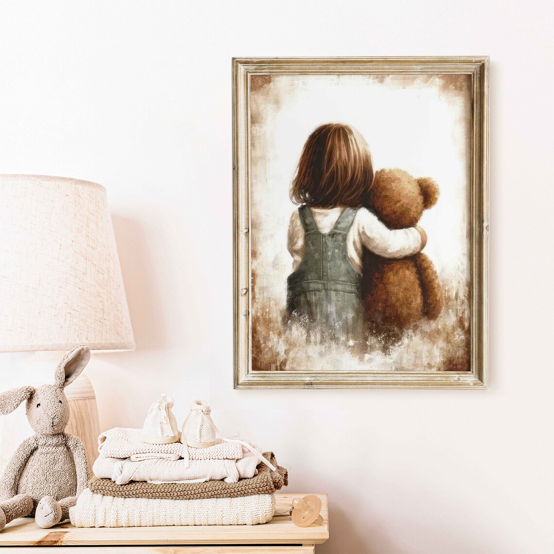 Girl Teddy Bear Vintage Nursery Art Print - Image 2