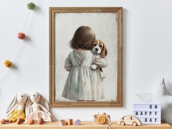 Beagle Nursery Art Print, Girls Room Decor