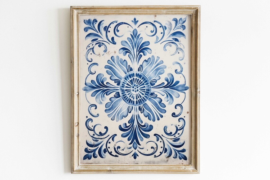 Portuguese Tile Azulejo Vintage Art Print