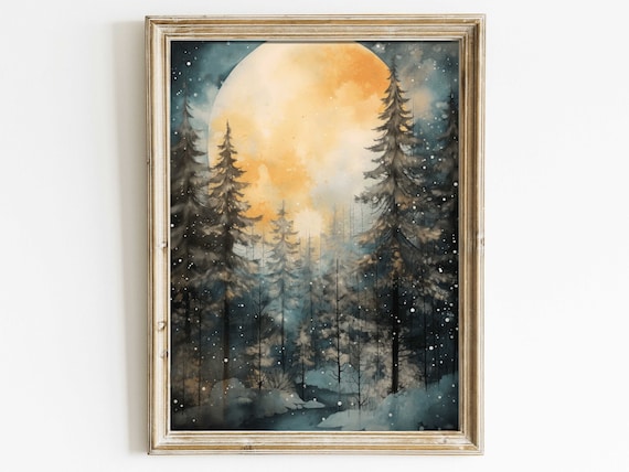Forest Wall Art Moody Forest Watercolor Art Print