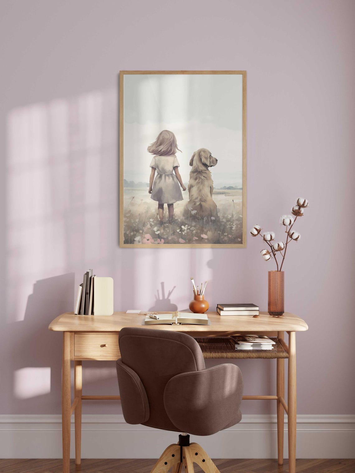 Golden Retriever Nursery Decor Dog Nursery Decor Golden Retriever Print Dog Art Girl Dog Print Girls Room Girl Wall Art - Image 4