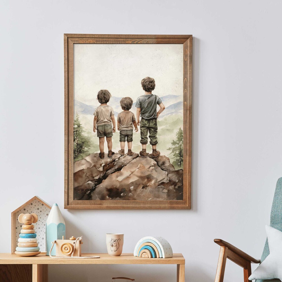 Three Brothers Bedroom Decor Adventure Art Print - Image 2