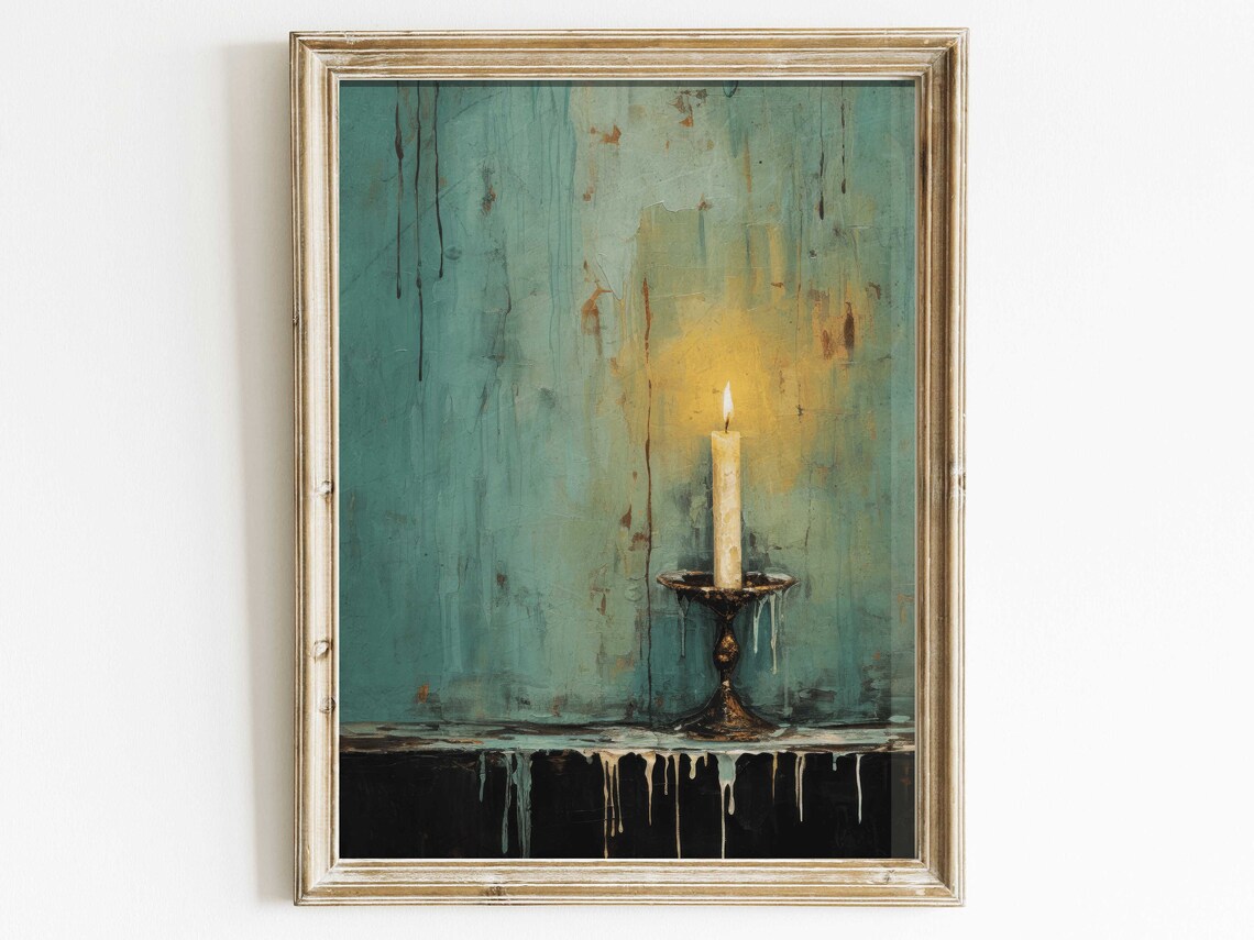 Vintage Candlelight Art Print, Farmhouse Decor