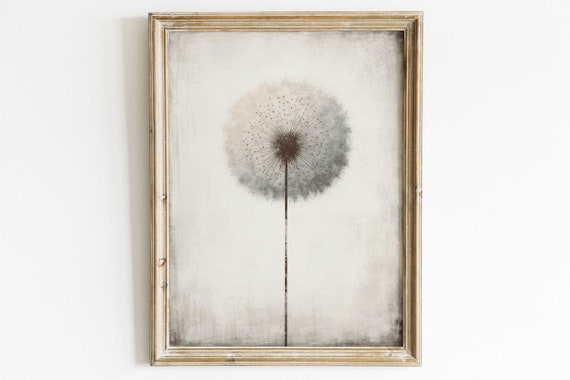 Minimalist Dandelion Print, Vintage Botanical Art