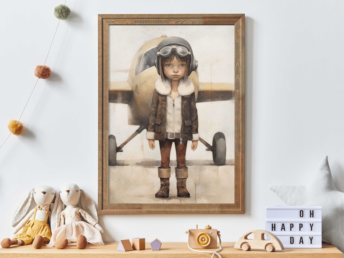 Girl Empowerment Airplane Nursery Art Poster
