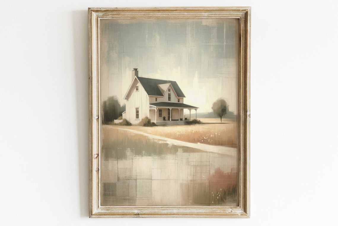 Country House Print, Rustic Country Home Decor