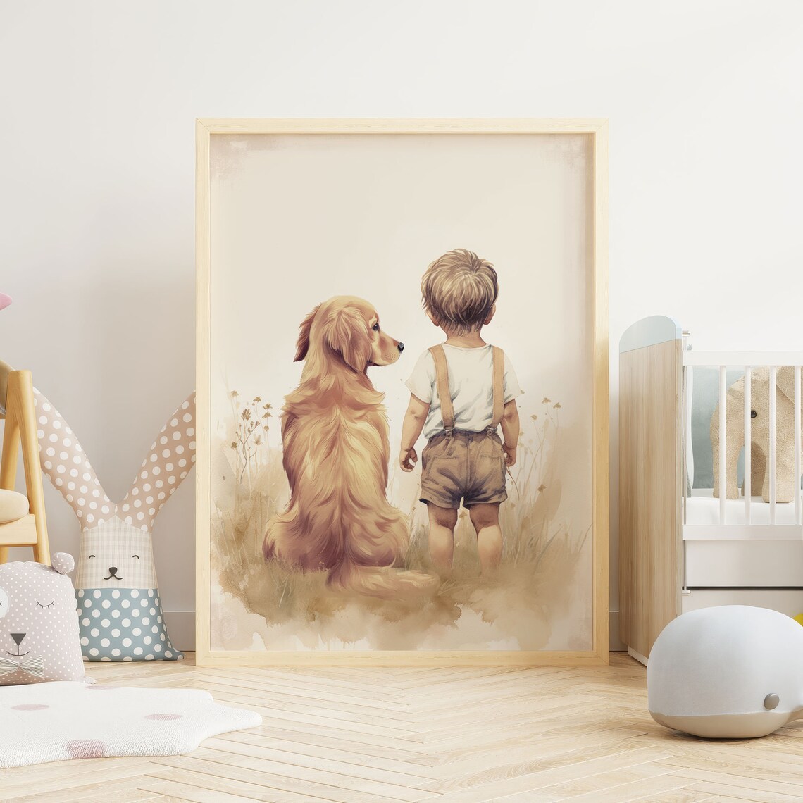 Golden Retriever Nursery Decor, Boy Dog Art Print - Image 3