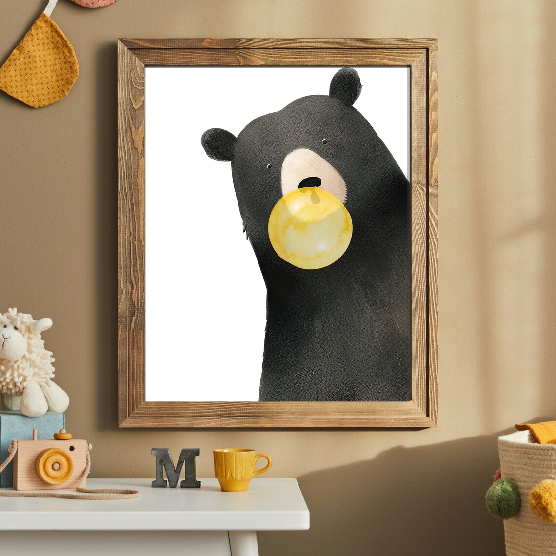Black Bear Nursery Decor, Minimalist Kids Art Print - Image 2