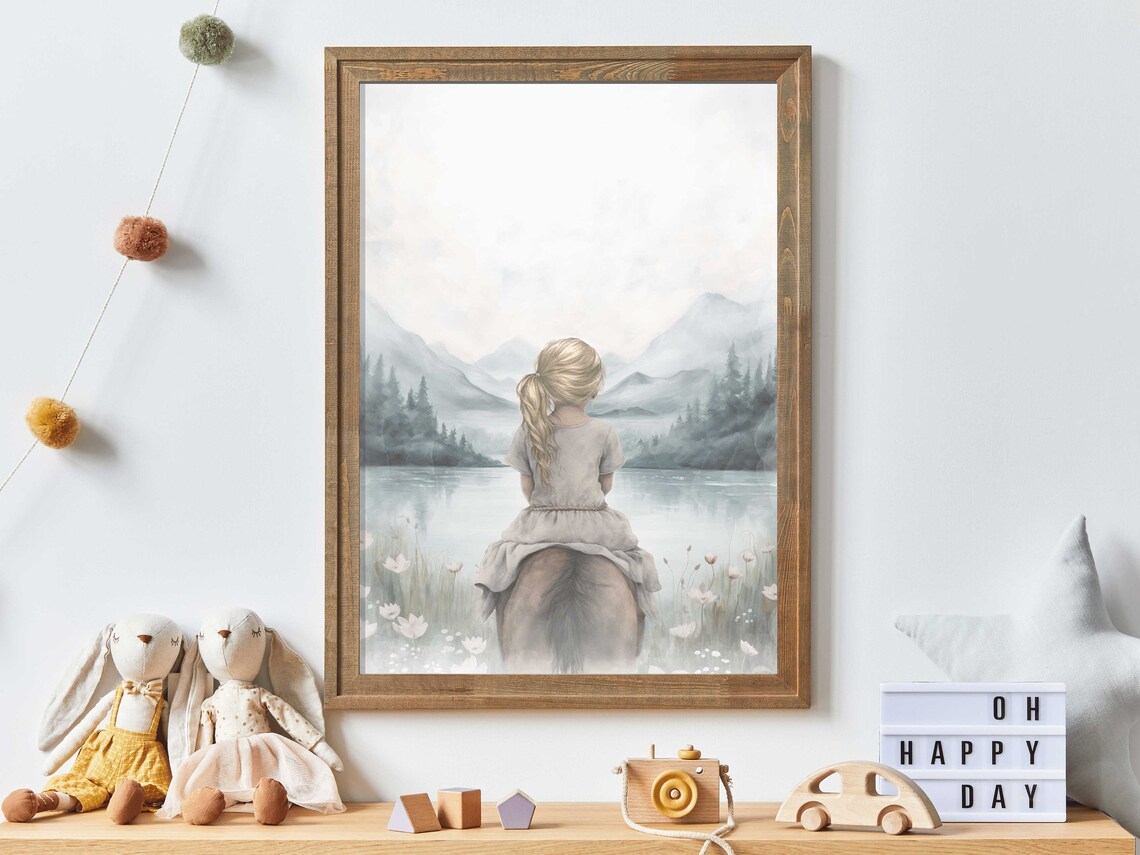 Girl and Horse Wall Art Print, Equestrian Decor