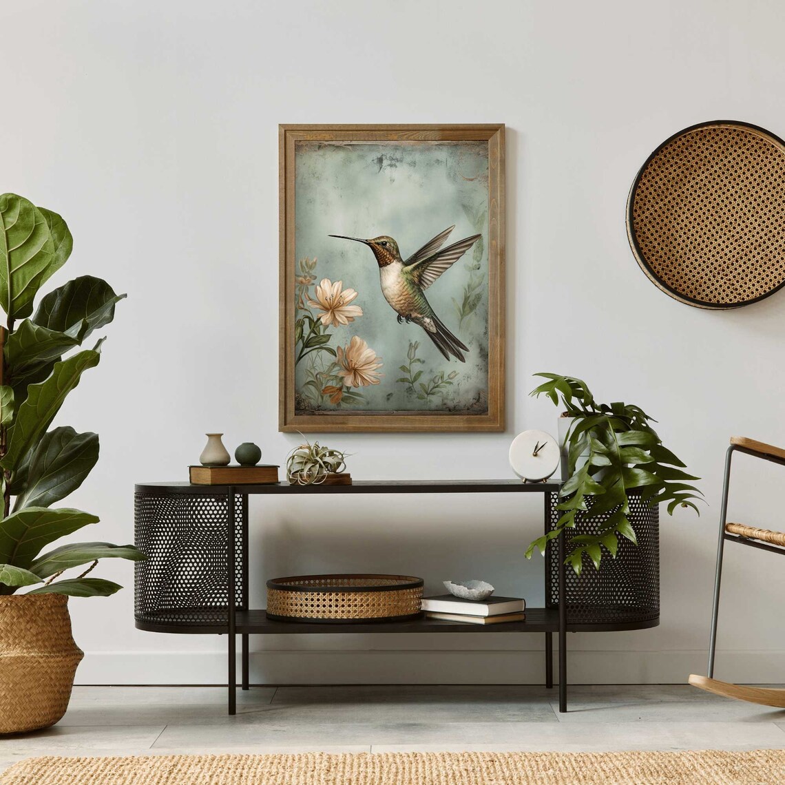 Hummingbird Vintage Bird Art Print, Rustic Decor - Image 2