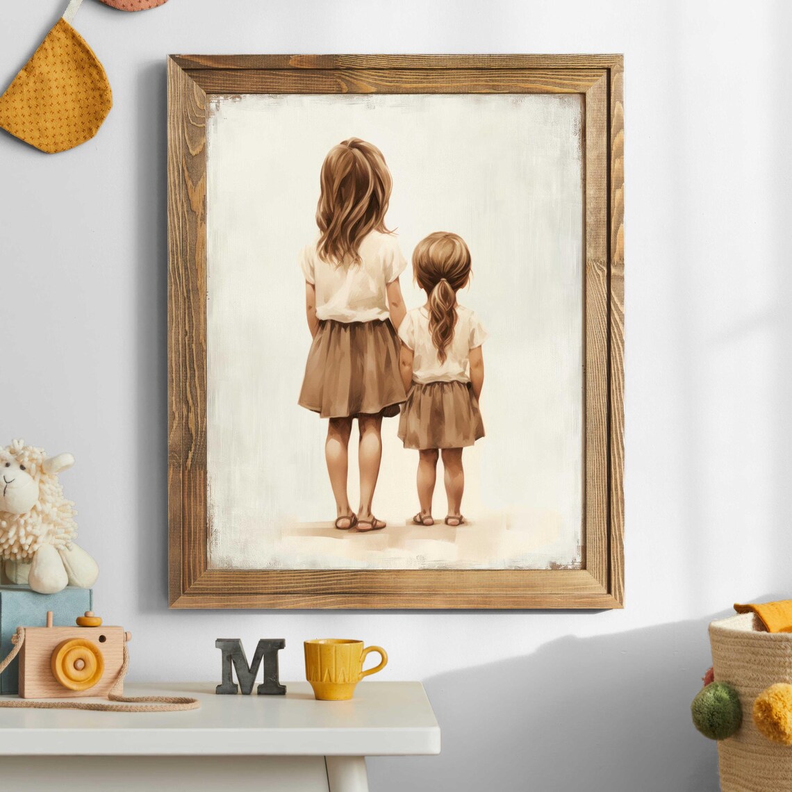 Sisterhood Vintage Art Print, Two Girls Portrait - Image 3