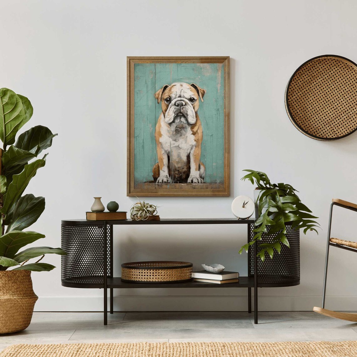 Vintage English Bulldog Art Print, Dog Portrait