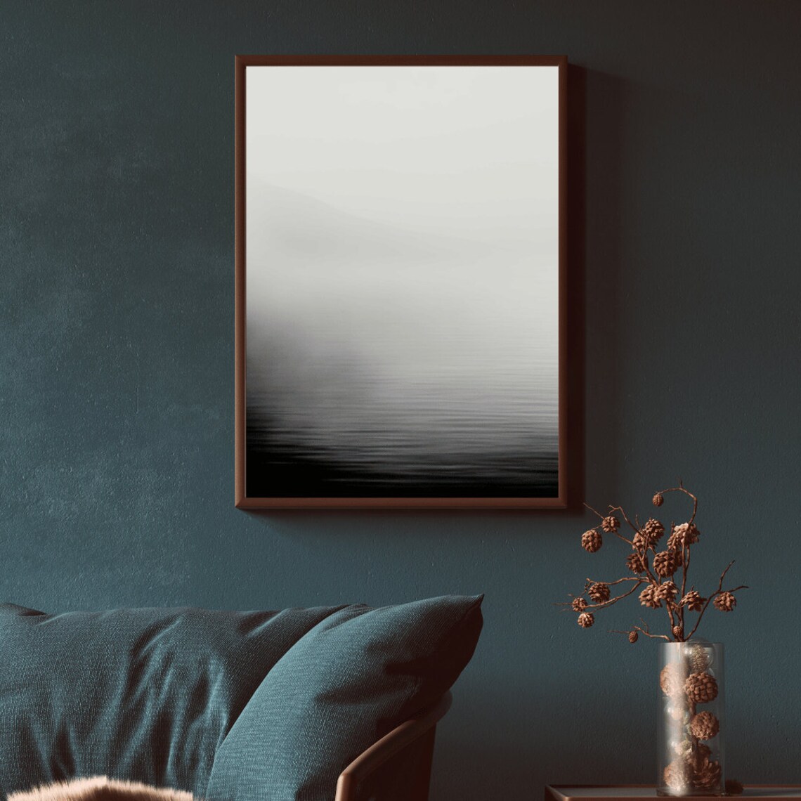 Abstract Watercolor Lake Mountain Art Print - Image 2