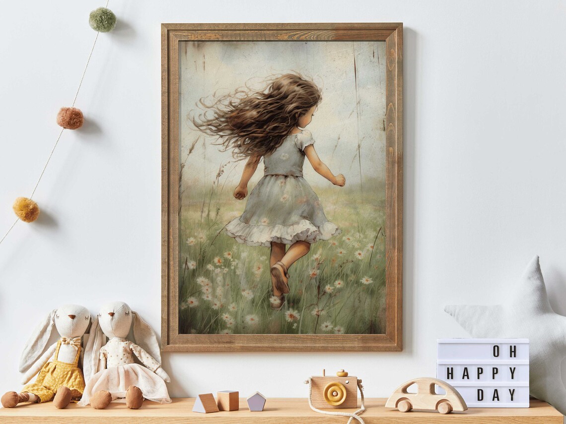 Vintage Floral Art Print for Girls' Nursery