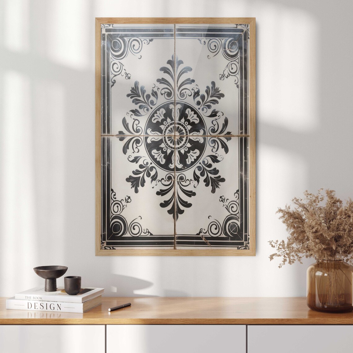 Portuguese Azulejo Tile Blue White Ornamental Vintage Art Print - Image 2