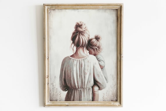 Mother Holding Daughter from Behind Soft Blush Family Love Poster