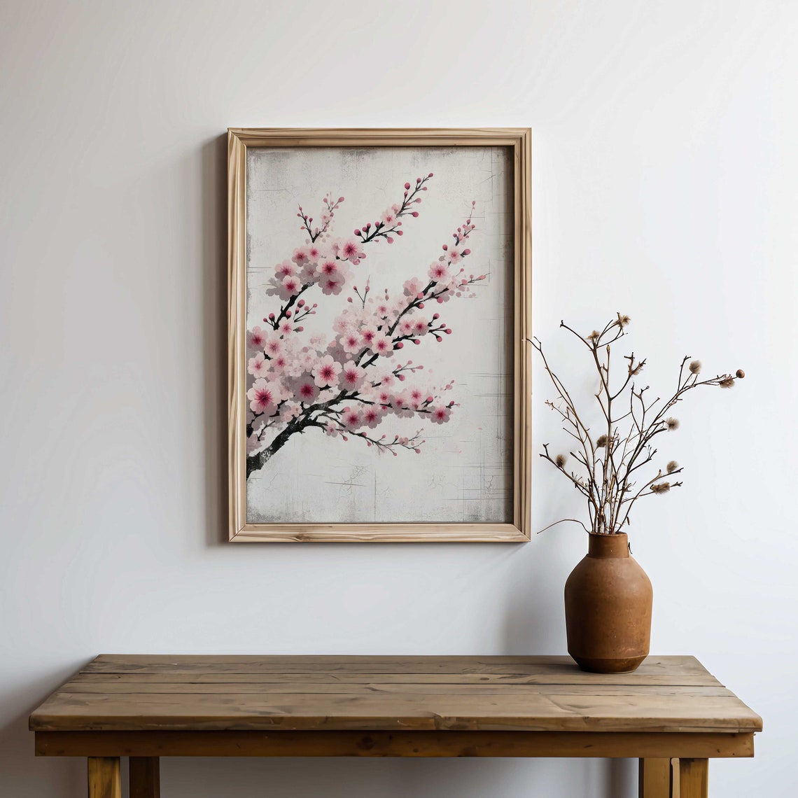 Pink Cherry Blossom Branches Japanese Style Floral Art Poster - Image 2