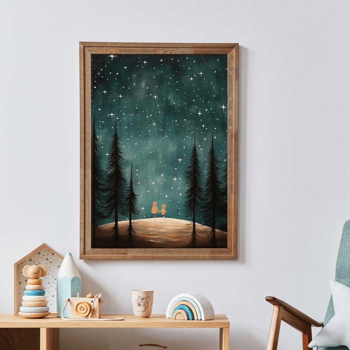 Stargazing Adventure Nursery Decor, Forest Stars Art Print - Image 2