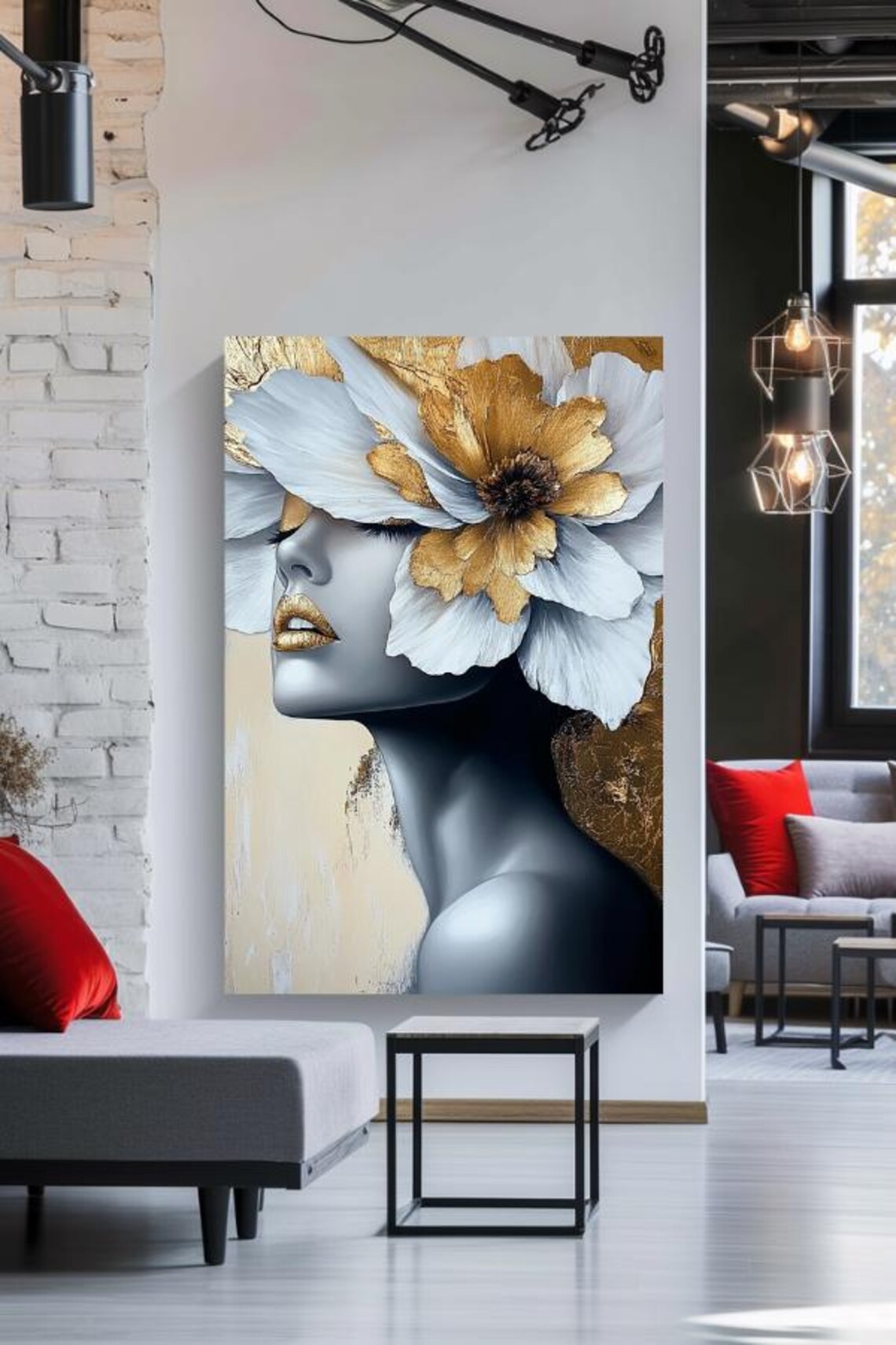 Flower Goddess Woman Adorned With White And Gold Flowers Poster - Image 2