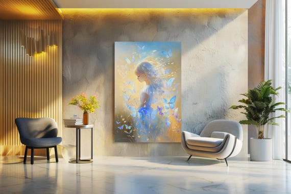 Painting Dance Of Butterflies Abstract Stretched Painting Wall Art Print Contemporary Artwork For Home Decor