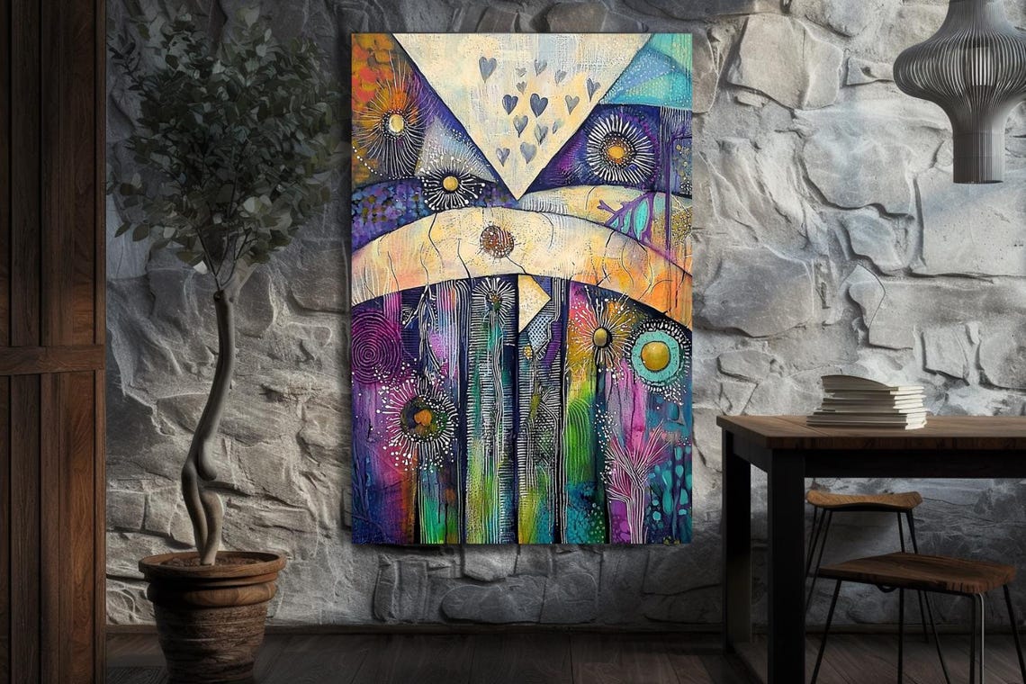 Moments Colorful Abstract Owl Faces Modern Statement Art Poster - Image 3