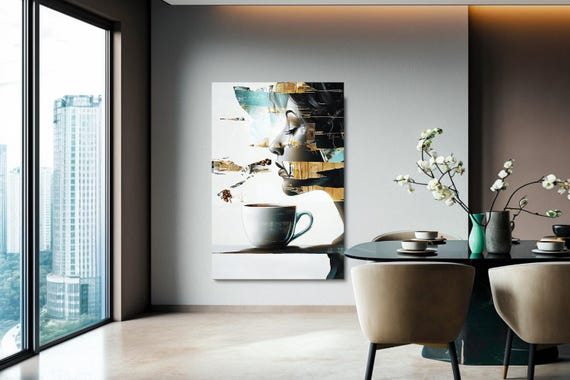 Painting Coffee Abstract Stretched Painting Wall Art Print Contemporary Artwork For Home Decor