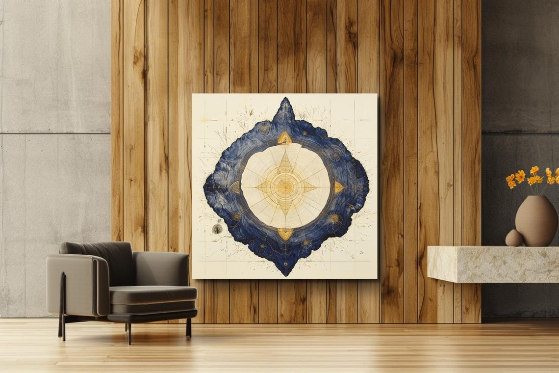 Vintage Compass Rose Star Chart Navy Gold Nautical Map Poster - Image 3