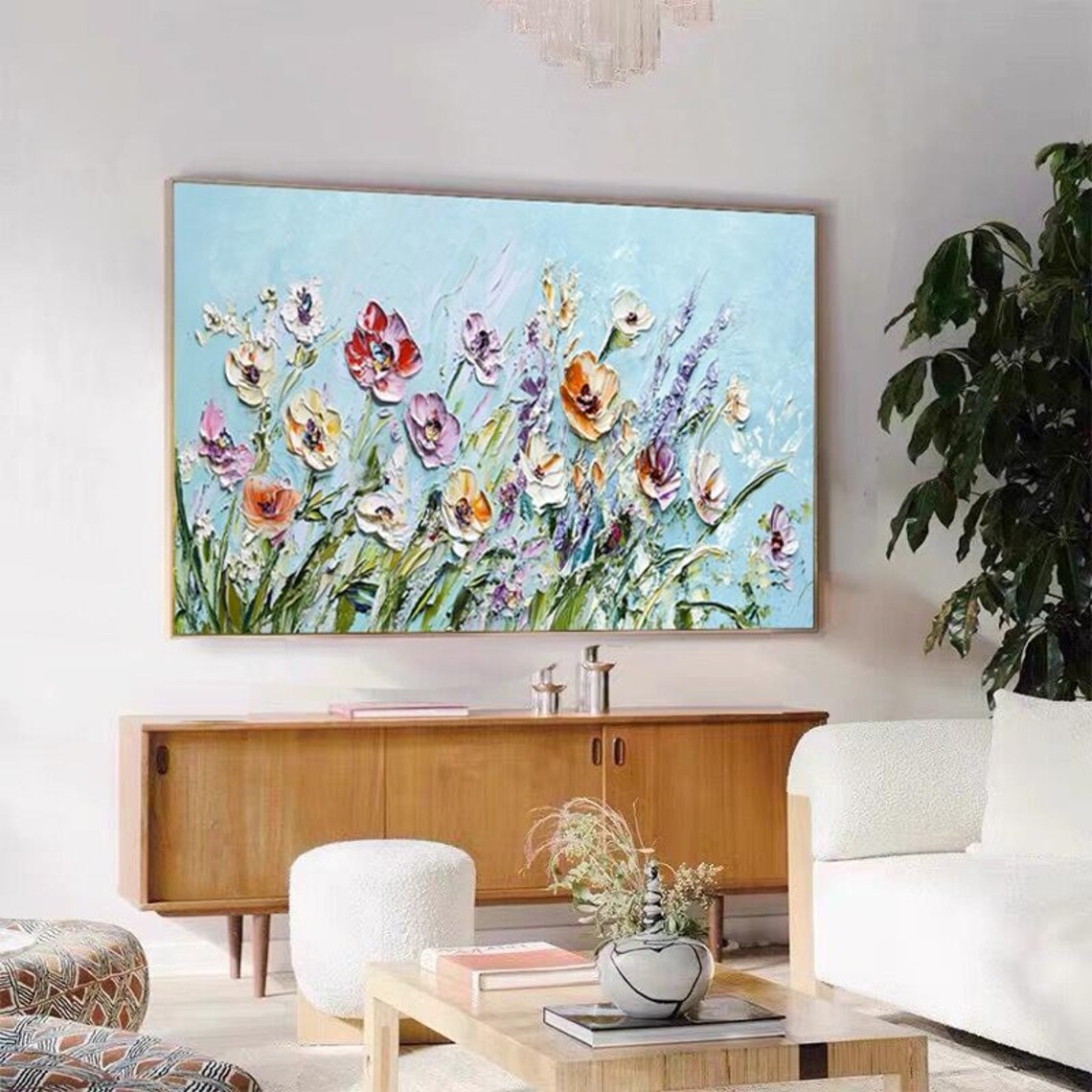 Wildflower Garden Colorful Impasto Floral Meadow Scene Art Poster - Image 3