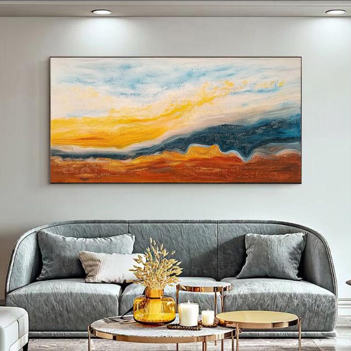 Fiery Abstract Sunset Waves Over the Deep Ocean Canvas Poster - Image 6