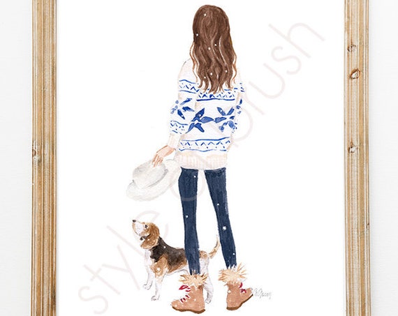 Winter Fashion Illustration Snow Watercolor Illusration Holiday Fashion Illustration