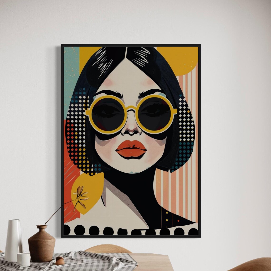 Retro Pop Art Woman Portrait Yellow Sunglasses Bold 70s Style Poster - Image 7