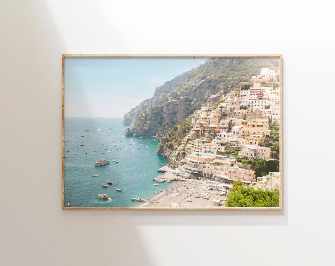 Positano Pastel Travel Poster, Italy Coast