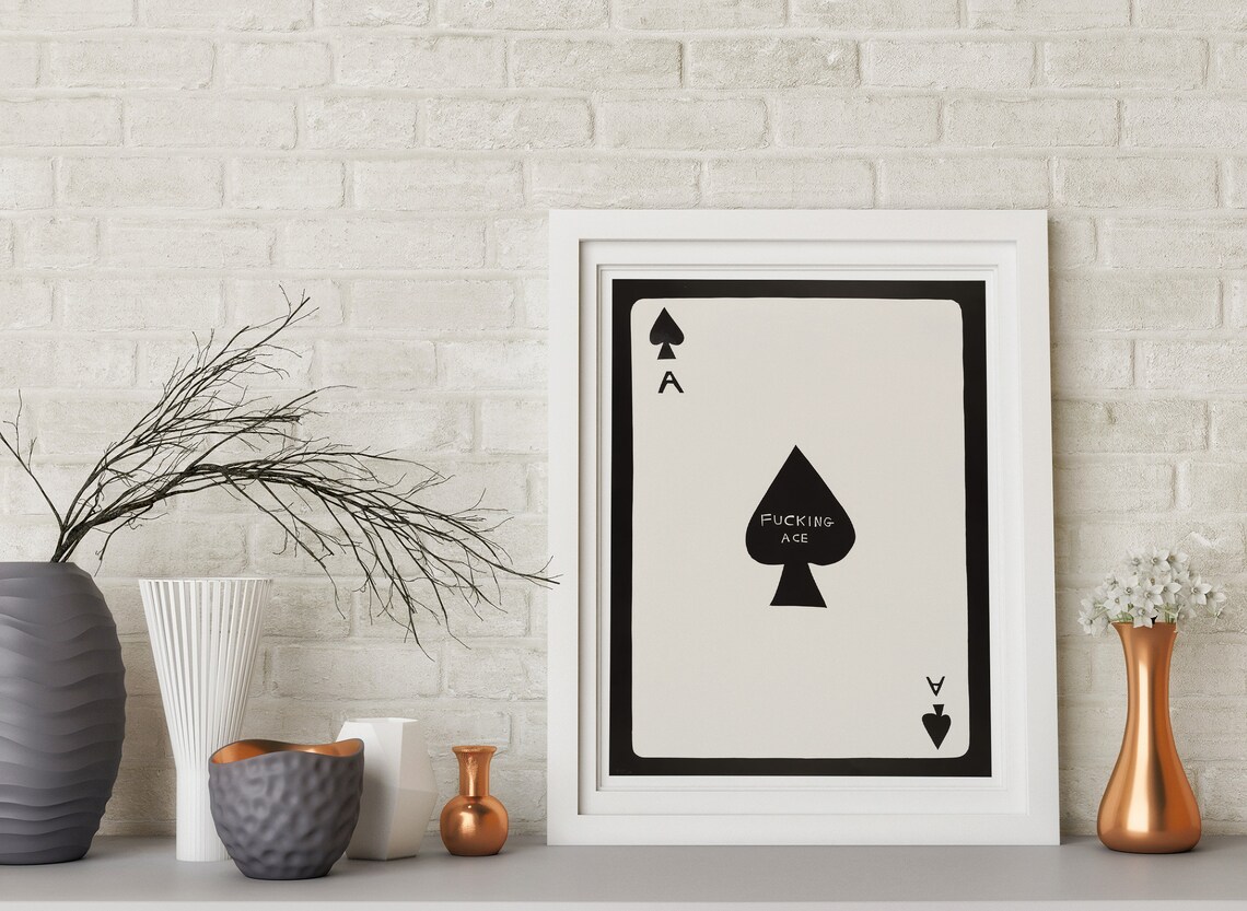 Edgy Ace of Spades Playing Card With Bold Typography Black Poster - Image 2