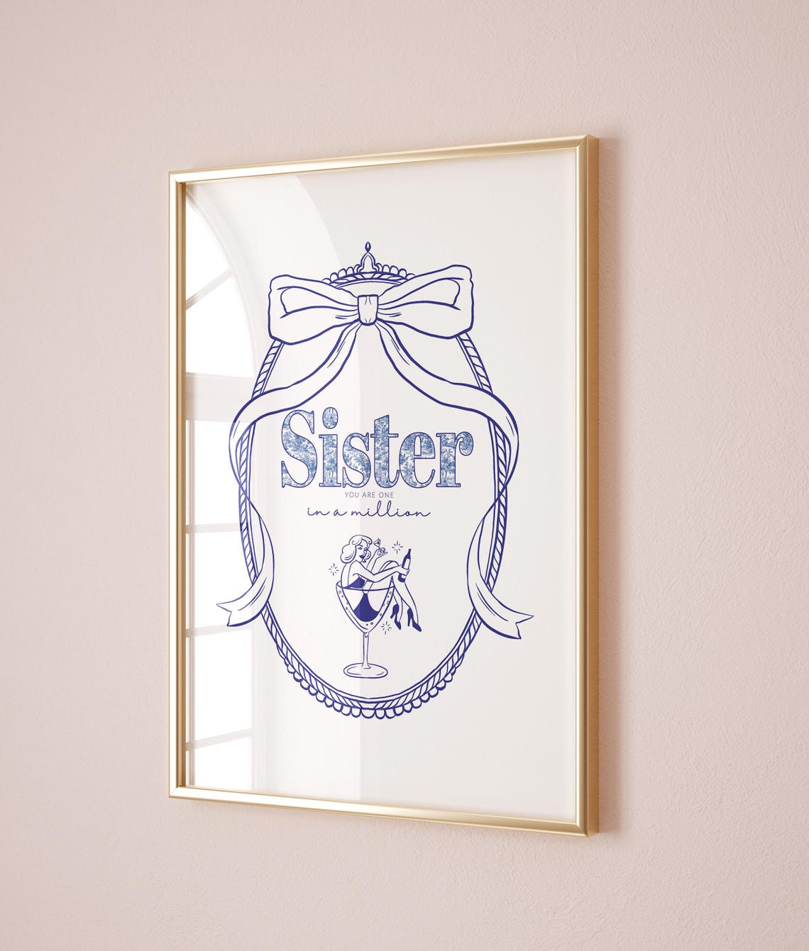 Sister You Are One In A Million Cocktail Glass Gift Art Print