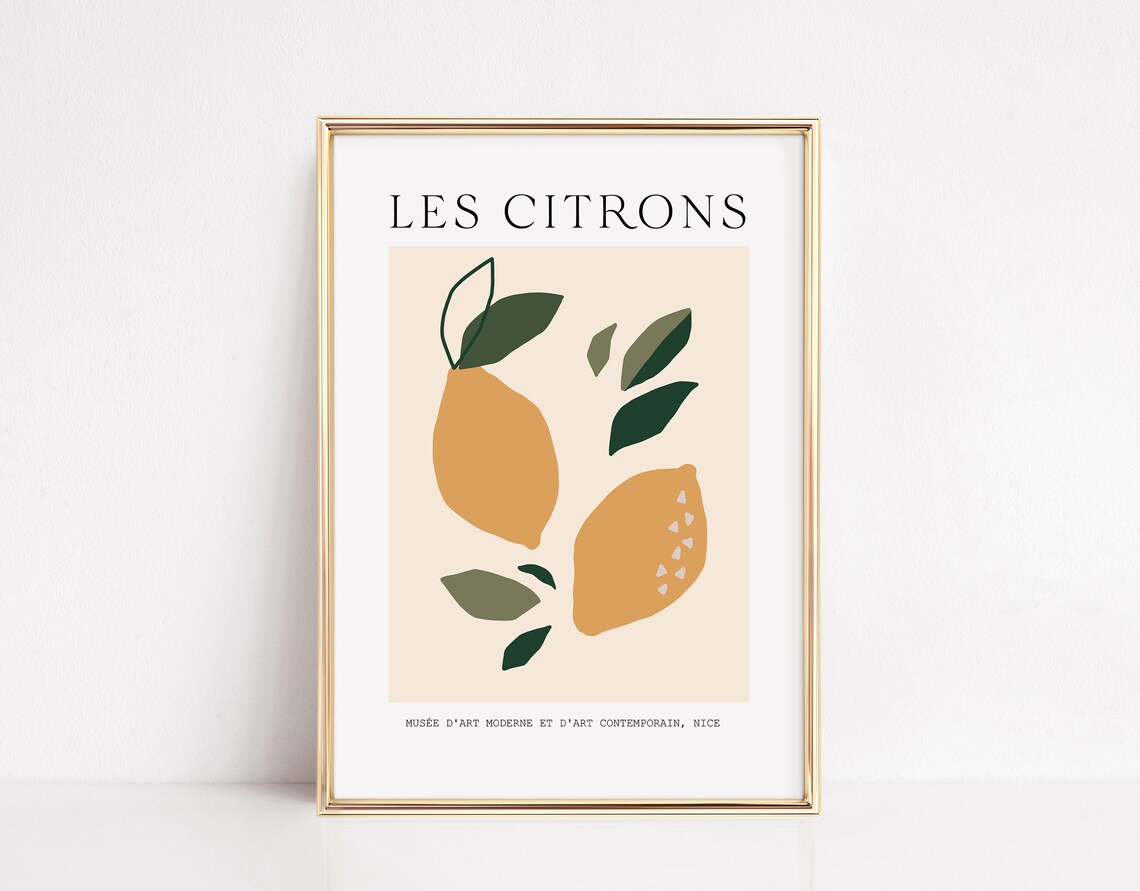 Lemon Print, Citrus Fruit Art for Kitchen Decor