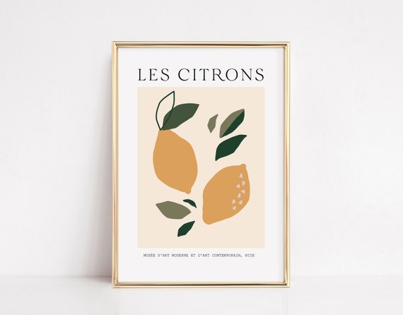 Lemon Print, Citrus Fruit Art for Kitchen Decor
