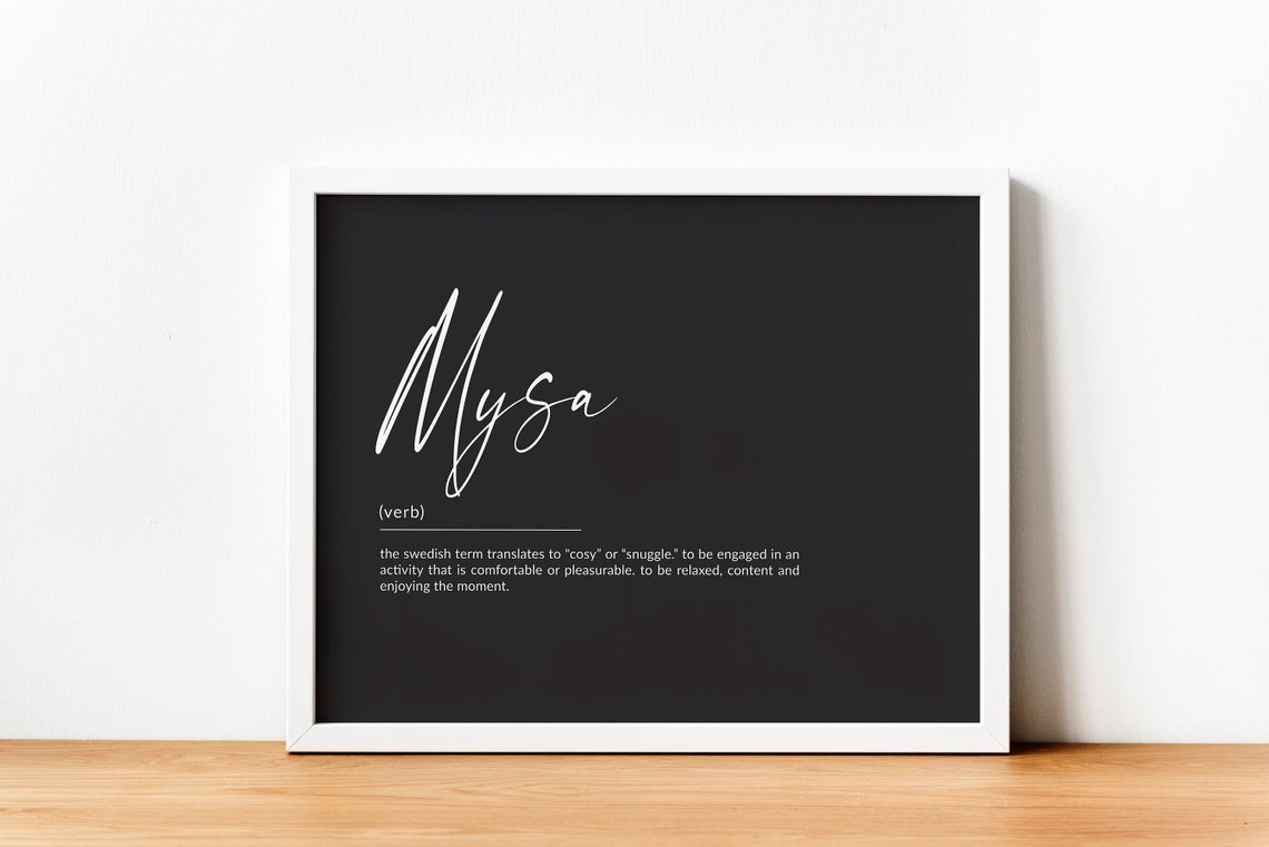 Mysa Swedish Word Definition Black Modern Typographic Art Poster - Image 2